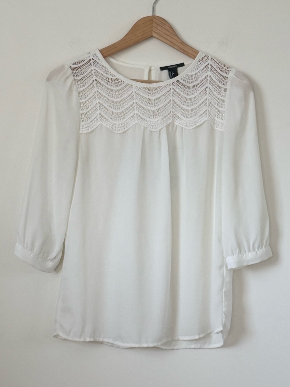 Flowy Lace Cream Coquette Blouse